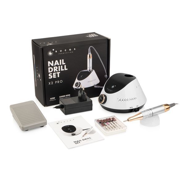 Фрезер для маникюра BUCOS Nail Drill X2 PRO BLUSH WHITE (65Вт/35 000 об/мин) + украинская инструкция + 6 улучшенных фрез X2PROBLUSHwhite фото